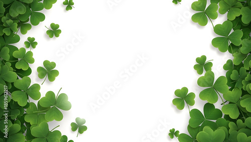 Lucky green shamrock leaves border frame