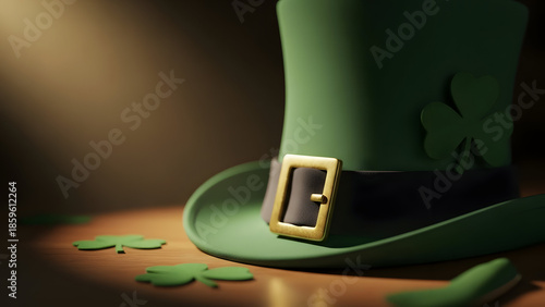 Leprechaun hat with gold buckle and shamrocks