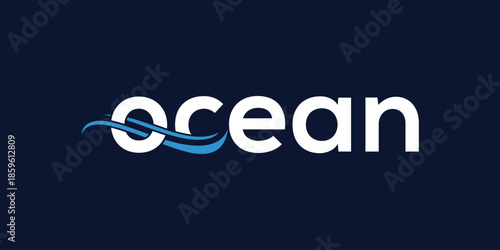 modern word ocean logo design vector
