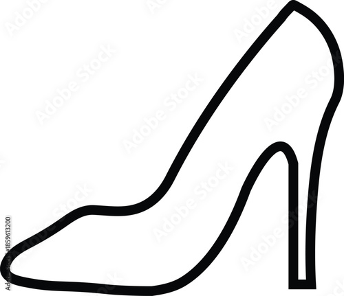 Black Outline of a High Heel Shoe on White Background