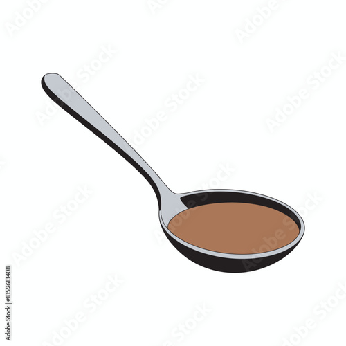 A Spoon Filled With Brown Liquid, A Simple and Clean Illustration
