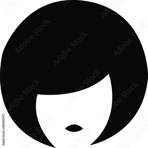 Black Silhouette of Woman with Bob Hairstyle Keywords: bob, hair, woman, silhouette, black, icon