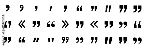 Modern Quotation Marks and Punctuation Symbols vector Set – Bold Minimal Quote Icons Collection for Typography and Graphic Design