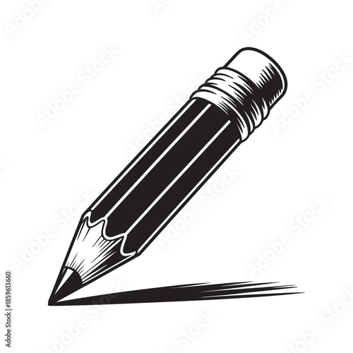 Simple illustration of a sharpened pencil creating a distinct line, embodying ideas, education, and precision in design