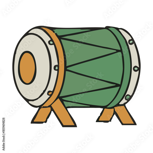 The Rhythmic Beat: This image captures a beautifully illustrated drum, a symbol of rhythm and tradition, rendered with vibrant colors and clean lines.