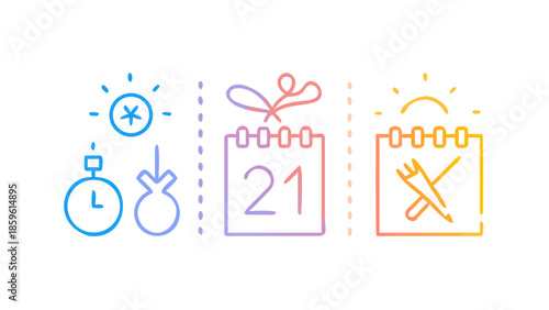 Clean vector illustration symbolizing New Year resolutions, goals, and fresh beginnings.
