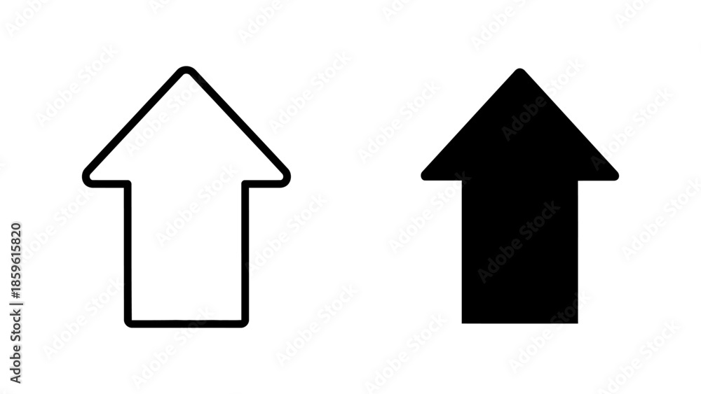 Fototapeta premium Simple Black Up Arrows, Stroke and Filled, Vector Icons