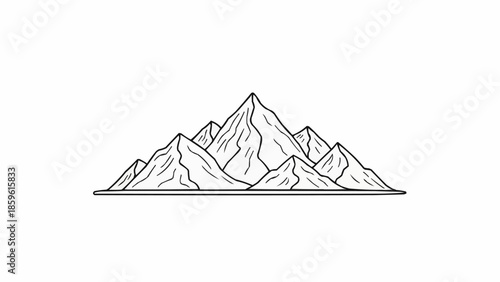 Stylized mountain range illustration with sharp peaks and valleys.