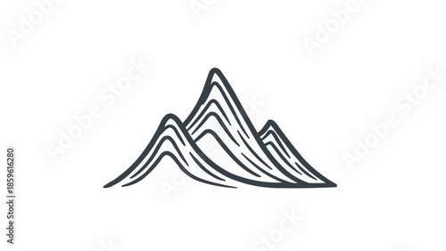 Stylized illustration of mountain peaks in a minimalist line art style.