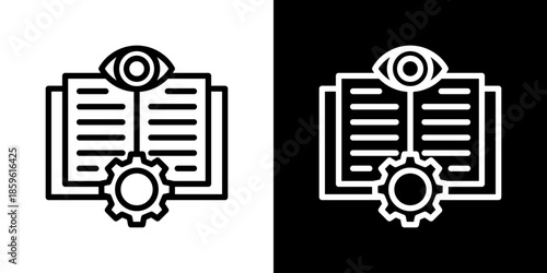 Supervised Learning Icon Set Vector Collection Isolated In Black And White