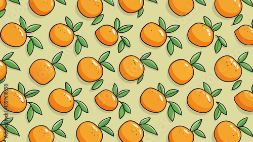 Orange and Leaf Pattern Seamless Illustration