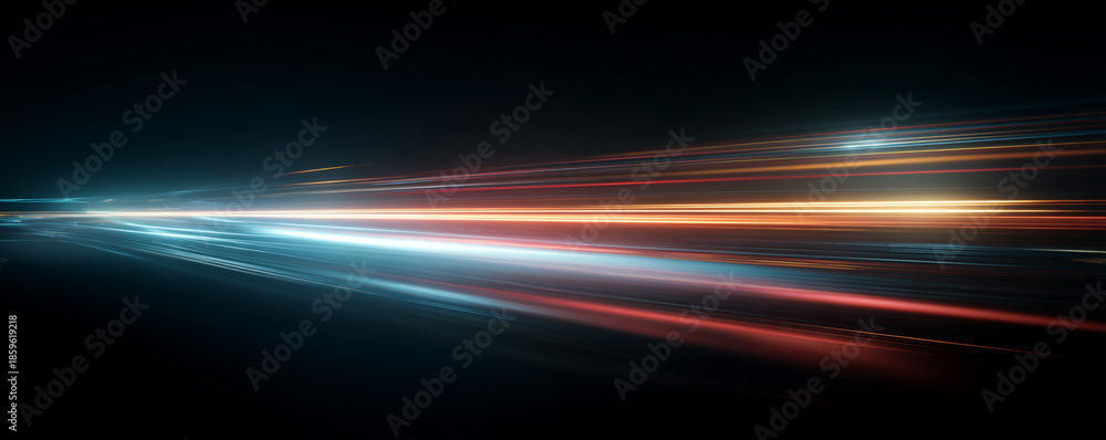 Fototapeta premium Cinematic long-exposure vehicle trails reflecting subtle neon hues 32k ultra HD