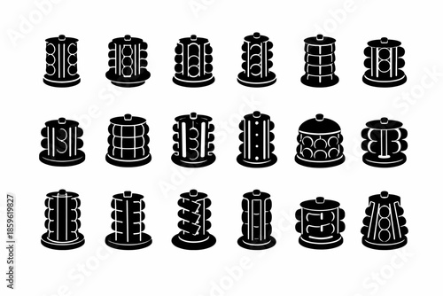 Silhouette collection of rotating spice racks in various designs