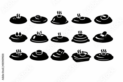 Assorted dim sum icons with various styles and shapes