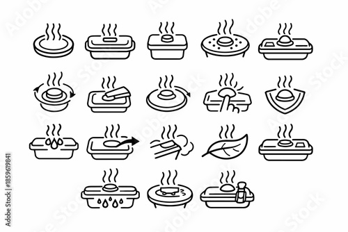 Minimalist black and white aromatherapy diffuser icons set