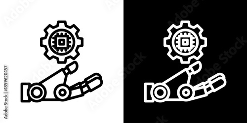 Robotic Icon Set Vector Collection Isolated In Black And White