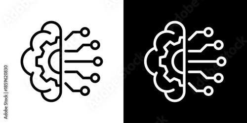 Deep Learning Icon Set Vector Collection Isolated In Black And White