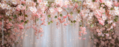Cherry blossom floral hoop backdrop for elegant spring birthday 32k ultra HD