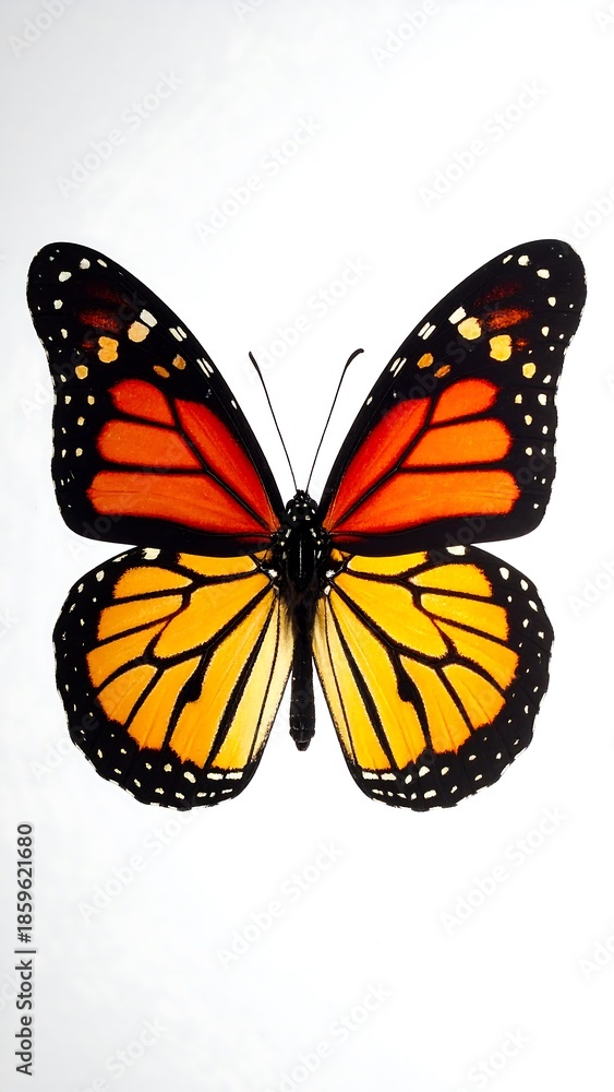 Fototapeta premium Monarch butterfly, vibrant colors, isolated