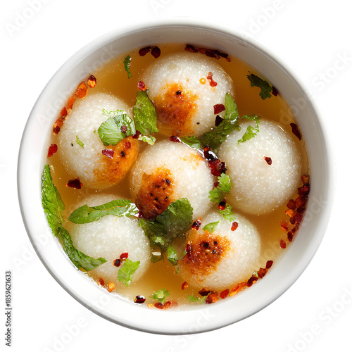white rasgulla in plate isolated on transparent background