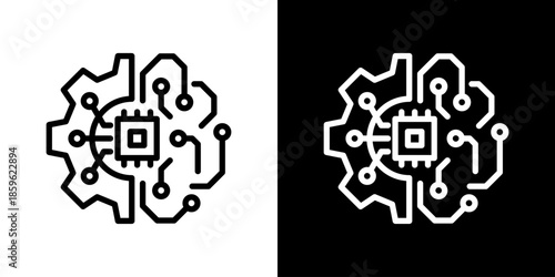 Neural Circuit Icon Set Vector Collection Isolated In Black And White
