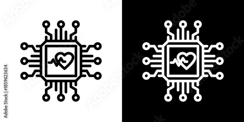 Processor Icon Set Vector Collection Isolated In Black And White