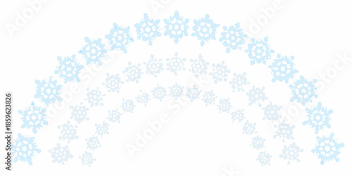 A delicate archway formed by a series of light blue snowflakes