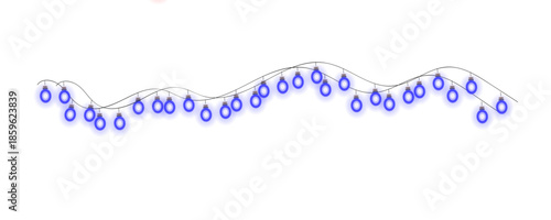 Glowing blue light string data visualization curve on transparent background
