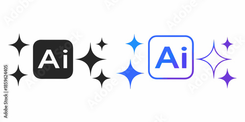 Adobe illustrator ai logo icons with sparkling stars and vibrant colors