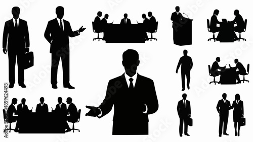 Business Meeting Silhouettes Collection Professional People Corporate.