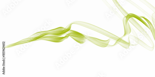 green smoke. Abstract smoke on white background - air humidifier mist swirl for design projects. Real photographed abstract smoke on white background. Bright gradient wave on white background, 