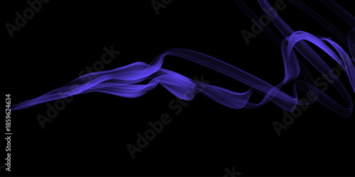 Blue smoke. Abstract smoke on black background - air humidifier mist swirl for design projects. Real photographed abstract smoke on black background. Bright gradient wave on black background, 