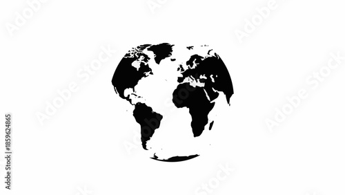 Black silhouette of planet Earth globe on white background.
