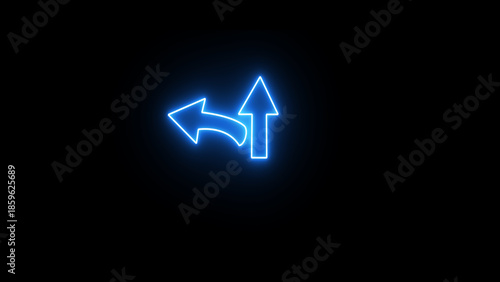  arrow for road direction. Glowing red neon light traffic directional arrows sign.