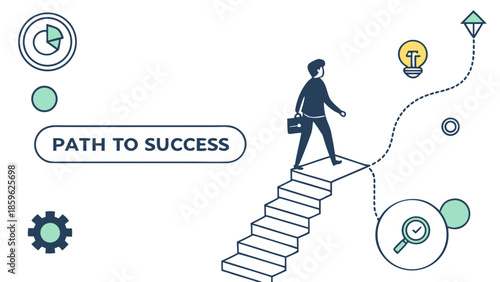 business man climbing up stairs