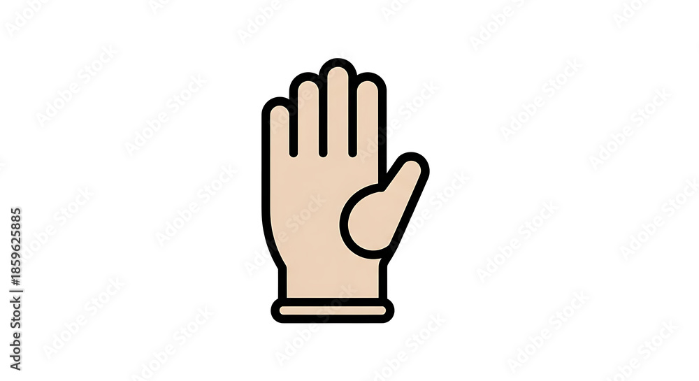 Fototapeta premium A hand with palm facing outward in a stop gesture on a white background