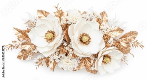 Beautiful white and gold floral arrangement