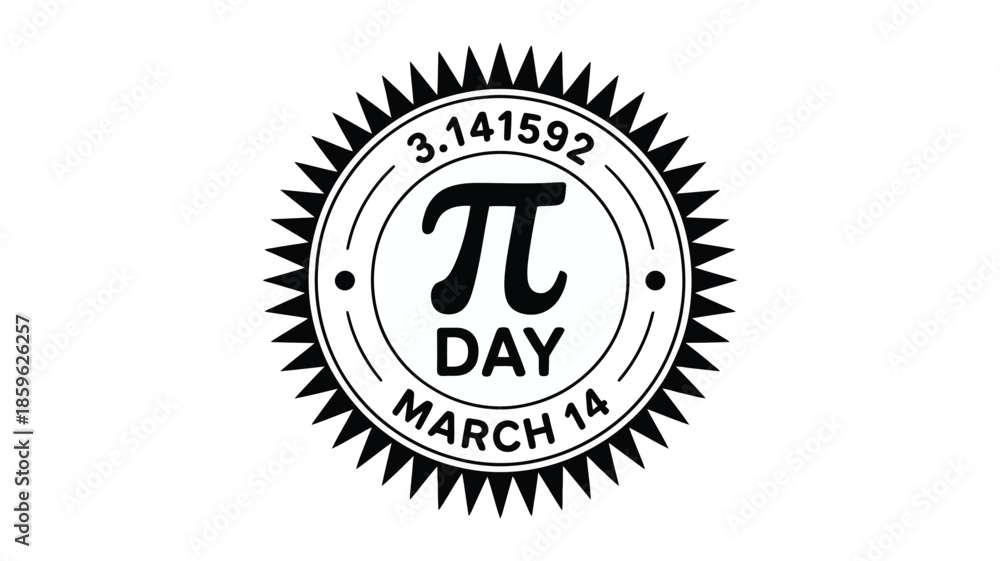 Fototapeta premium Pi Day March 14 Circular Badge with Pi Symbol and Mathematical Constant 