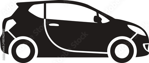 Compact car silhouette vector illustration on white background.