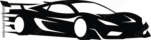 Dynamic Black Sports Car Silhouette with Speed Lines.