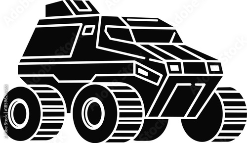 Futuristic AllTerrain Vehicle Silhouette Illustration.