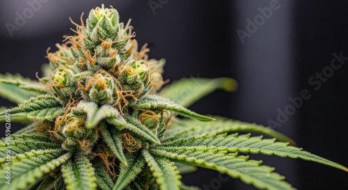 Close up of mature cannabis plant with trichomes