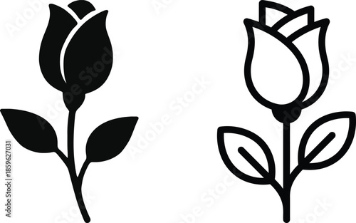 Single Stem Rose Vector Graphic Design for Mother's Day, Valentine's, or Wedding Anniversary