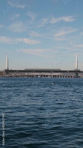 Vertical Video of Istanbul Metro Halic Station Bridge and Golden Horn