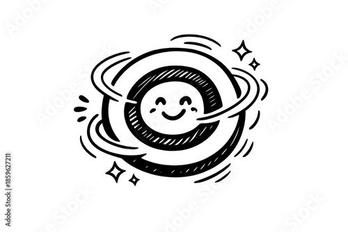Playful Target Icon. Doodle-style vector icon of flexible goal setting, target with drifting center highlighted by motion swirls,