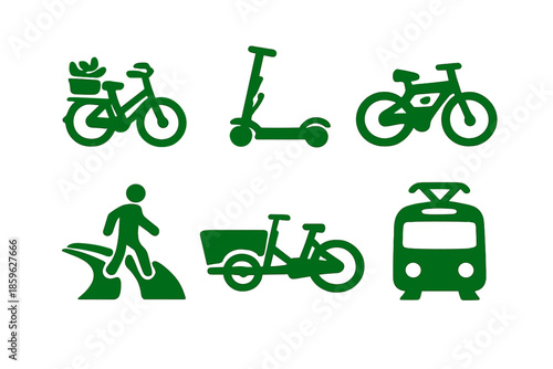 Green Transportation Icons.