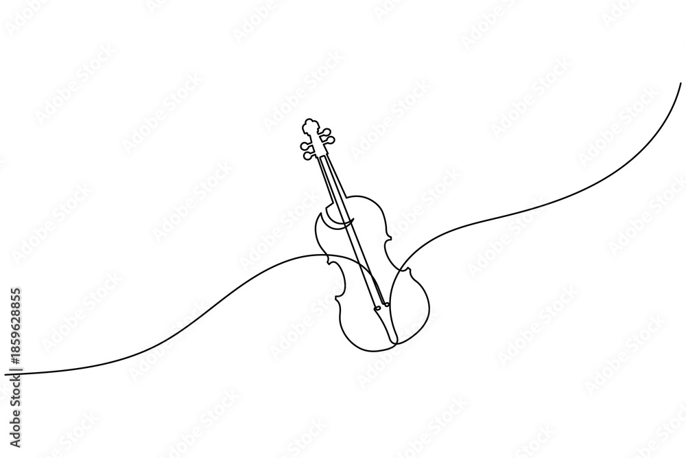 Obraz premium Continuous One Line Art Illustration of Violin Musical Instrument