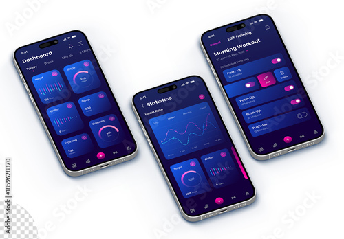Phone Mockup Multi Screen Interface App Design Social Media Presentation