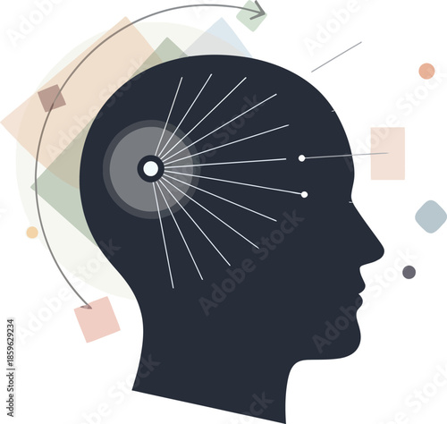 Abstract Human Mind Infographic with Thought Process and Creative Ideas