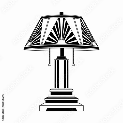 Classic Art Deco table lamp with sunburst fan shade